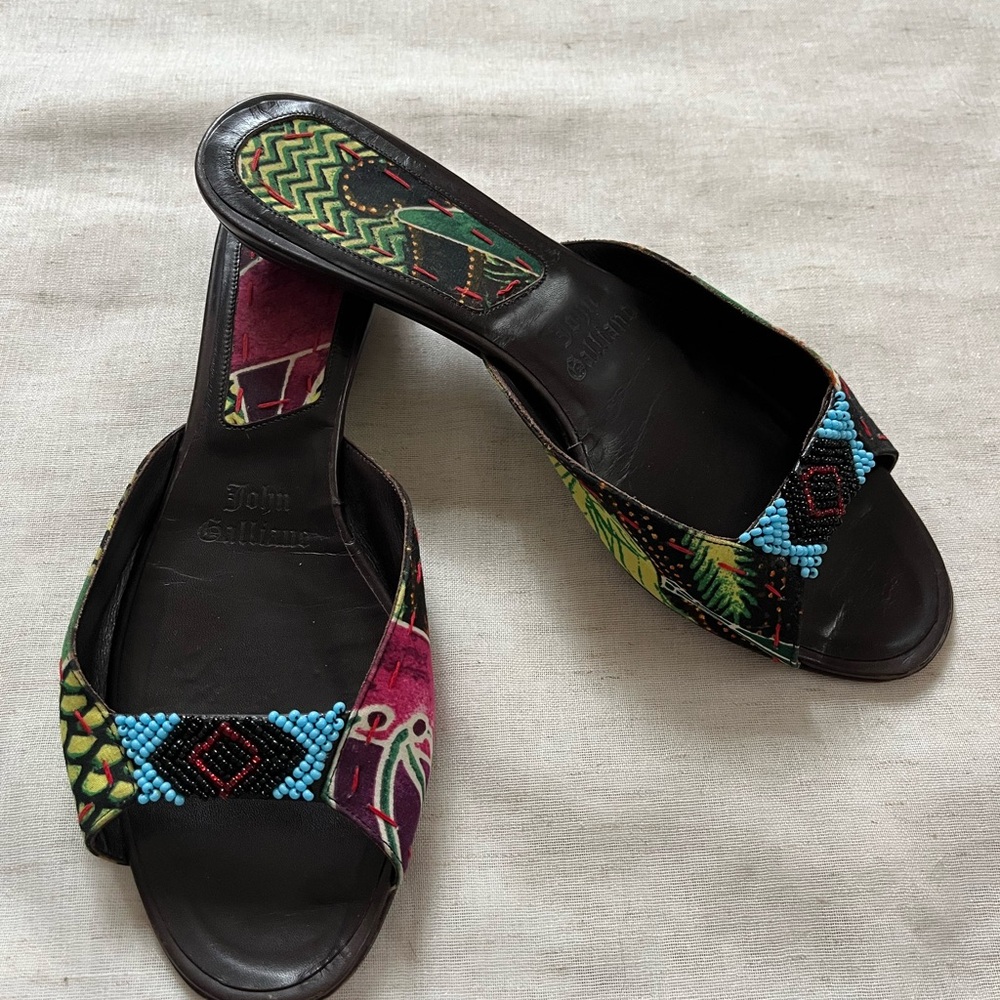 Rare Y2K John Galliano beaded sandal mules